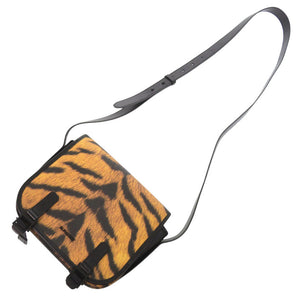 美品 バーバリー レオパード レザー ブラック/オレンジ ショルダーバッグ 黒 0843【中古】BURBERRY