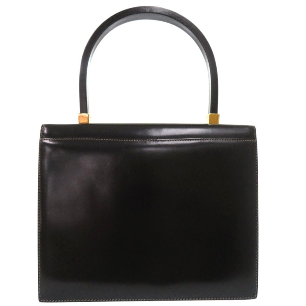 美品 グッチ ターンロック ハンドバッグ ロゴ金具 ヴィンテージ フォーマルバッグ オールドグッチ レザー ブラック 0844【中古】GUCCI