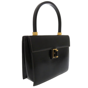 美品 グッチ ターンロック ハンドバッグ ロゴ金具 ヴィンテージ フォーマルバッグ オールドグッチ レザー ブラック 0844【中古】GUCCI