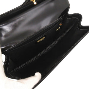 美品 グッチ ターンロック ハンドバッグ ロゴ金具 ヴィンテージ フォーマルバッグ オールドグッチ レザー ブラック 0844【中古】GUCCI