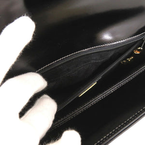 美品 グッチ ターンロック ハンドバッグ ロゴ金具 ヴィンテージ フォーマルバッグ オールドグッチ レザー ブラック 0844【中古】GUCCI