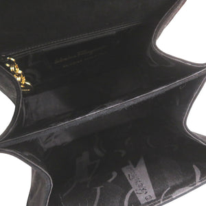 美品 サルヴァトーレフェラガモ ガンチーニ AQ-212193 スエードレザー ブラック 2WAY ハンドバッグ 黒 0846【中古】Salvatore Ferragamo