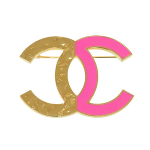 新品同様 シャネル バイカラー ココマーク メタル ゴールド ピンク ブローチ 0848【中古】CHANEL
