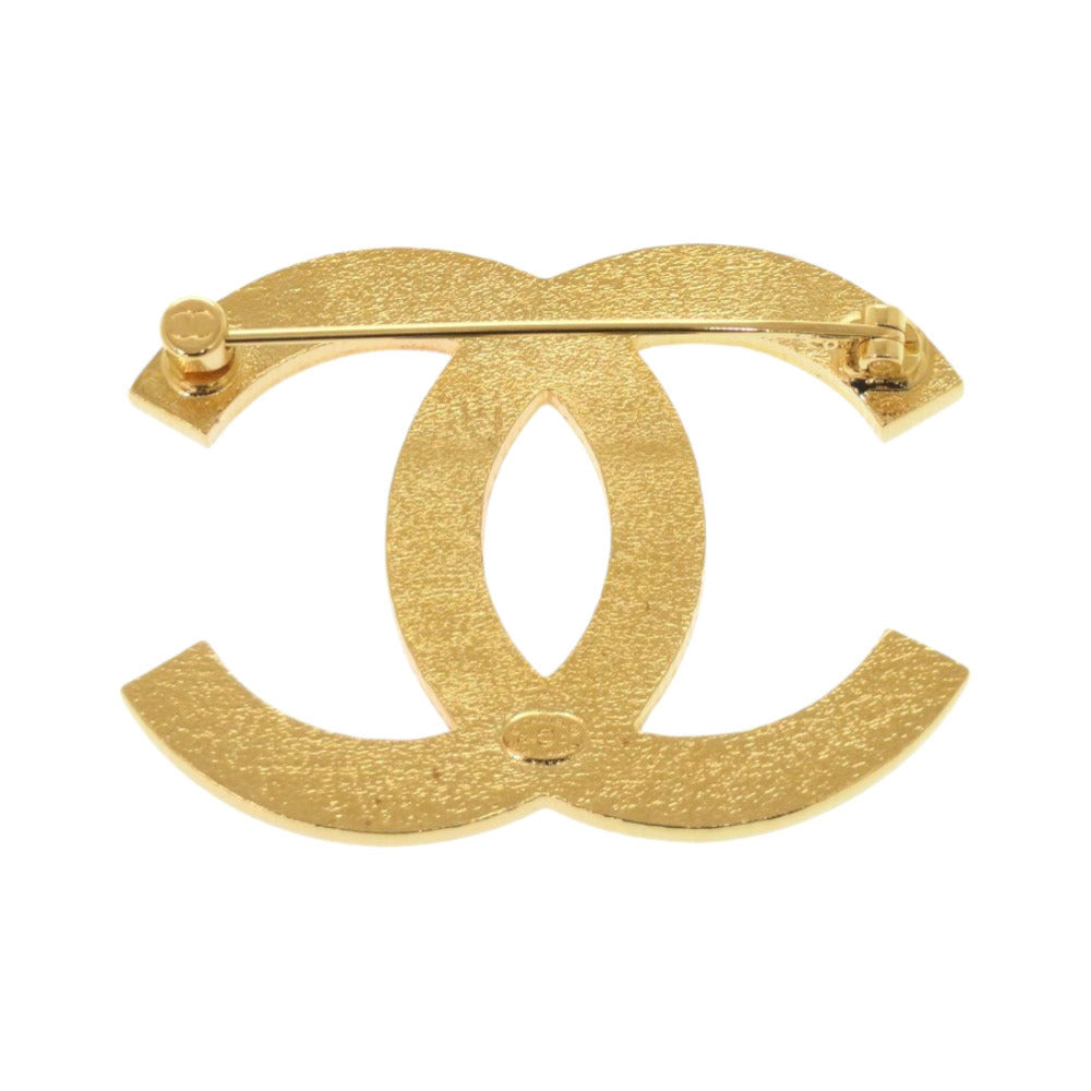 新品同様 シャネル バイカラー ココマーク メタル ゴールド ピンク ブローチ 0848【中古】CHANEL