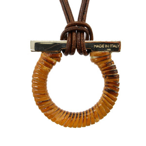未使用 サルヴァトーレフェラガモ ガンチーニ ネックレス メタル/バンブー/レザー ブラウン 0849【中古】Salvatore Ferragamo
