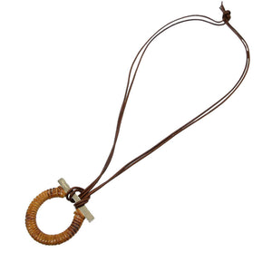 未使用 サルヴァトーレフェラガモ ガンチーニ ネックレス メタル/バンブー/レザー ブラウン 0849【中古】Salvatore Ferragamo