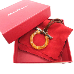 未使用 サルヴァトーレフェラガモ ガンチーニ ネックレス メタル/バンブー/レザー ブラウン 0850【中古】Salvatore Ferragamo
