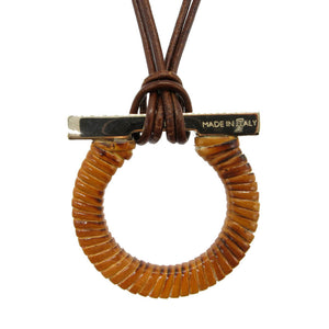 未使用 サルヴァトーレフェラガモ ガンチーニ ネックレス メタル/バンブー/レザー ブラウン 0850【中古】Salvatore Ferragamo