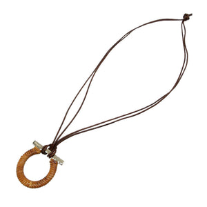 未使用 サルヴァトーレフェラガモ ガンチーニ ネックレス メタル/バンブー/レザー ブラウン 0850【中古】Salvatore Ferragamo