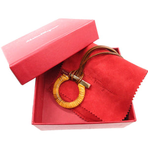 未使用 サルヴァトーレフェラガモ ガンチーニ ネックレス メタル/バンブー/レザー ブラウン 0852【中古】Salvatore Ferragamo