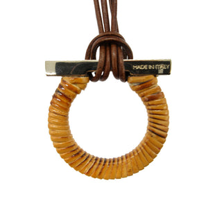 未使用 サルヴァトーレフェラガモ ガンチーニ ネックレス メタル/バンブー/レザー ブラウン 0852【中古】Salvatore Ferragamo