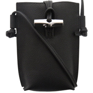 未使用 ロンシャン ル ロゾ スマートフォンケース レザー ブラック ショルダーバッグ 黒 0878【中古】Longchamp