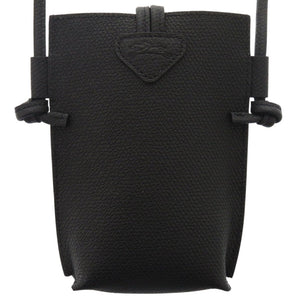 未使用 ロンシャン ル ロゾ スマートフォンケース レザー ブラック ショルダーバッグ 黒 0878【中古】Longchamp