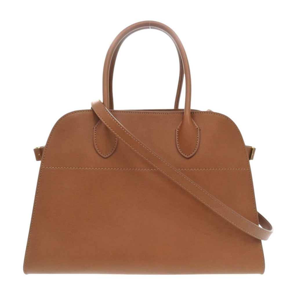 美品 ザ ロウ ソフト マルゴー 12 W1586L72CUSHG レザー ハンドバッグ ブラウン 0880【中古】THE ROW