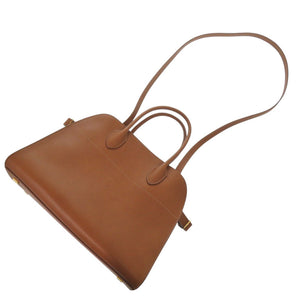 美品 ザ ロウ ソフト マルゴー 12 W1586L72CUSHG レザー ハンドバッグ ブラウン 0880【中古】THE ROW