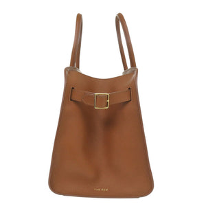 美品 ザ ロウ ソフト マルゴー 12 W1586L72CUSHG レザー ハンドバッグ ブラウン 0880【中古】THE ROW