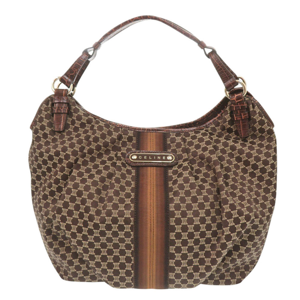 新品同様 セリーヌ マカダム キャンバス ワンショルダー ハンドバッグ ブラウン 0955【中古】CELINE