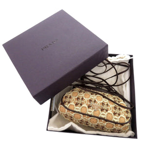 新品同様 プラダ がま口ポシェット トライアングルロゴ BT0323 ポリエステル ナイロン ベージュ ショルダーバッグ 0967【中古】PRADA