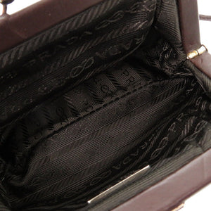 新品同様 プラダ がま口ポシェット トライアングルロゴ BT0323 ポリエステル ナイロン ベージュ ショルダーバッグ 0967【中古】PRADA