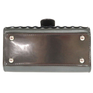 新品同様 デルボー サンルイ ブリヨン マイクロ アイロン シールド スタッズ パテントレザー アンティークブラック 2WAY ショルダーバッグ 0990【中古】DELVAUX