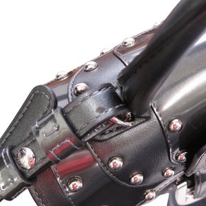 新品同様 デルボー サンルイ ブリヨン マイクロ アイロン シールド スタッズ パテントレザー アンティークブラック 2WAY ショルダーバッグ 0990【中古】DELVAUX