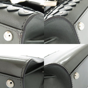 新品同様 デルボー サンルイ ブリヨン マイクロ アイロン シールド スタッズ パテントレザー アンティークブラック 2WAY ショルダーバッグ 0990【中古】DELVAUX