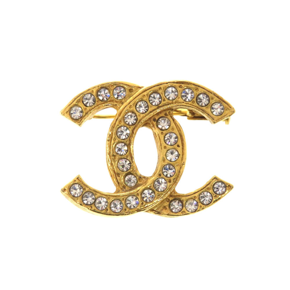 美品 シャネル ココマーク ヴィンテージ ストーン ゴールド ブローチ アクセサリー 0999 【中古】 CHANEL