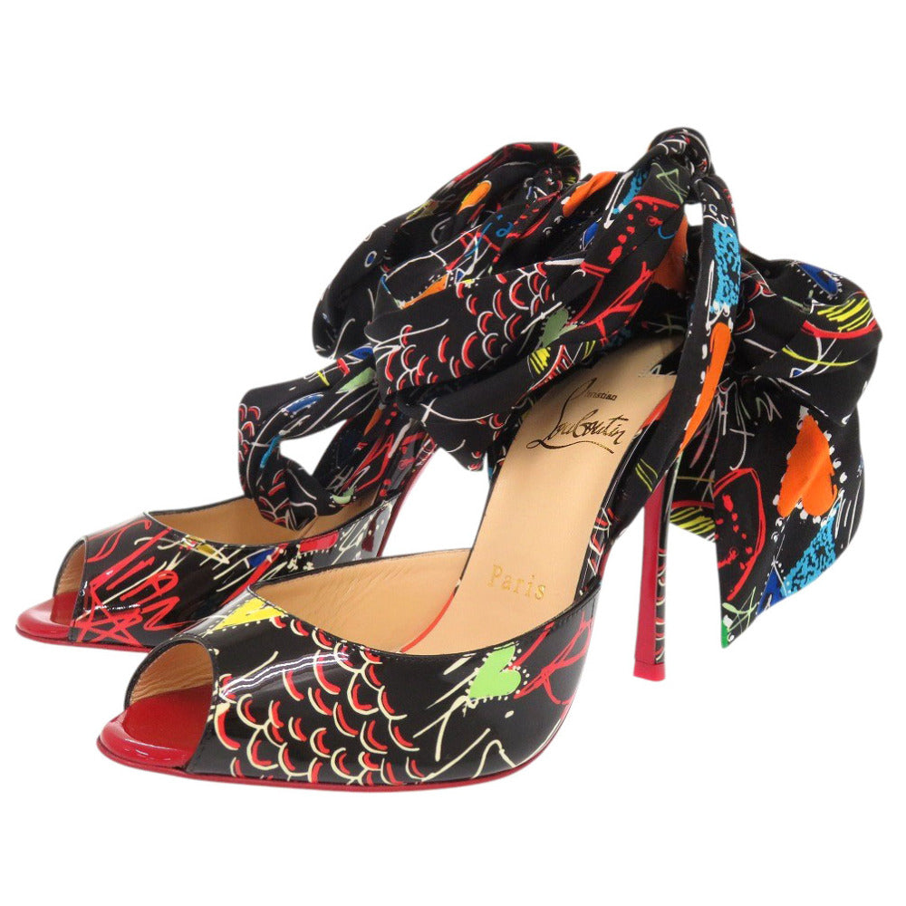 未使用 クリスチャンルブタン サイズ37 パテントレザー/シルク ブラック パンプス 黒 1001【中古】Christian Louboutin