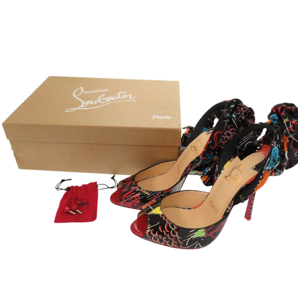 未使用 クリスチャンルブタン サイズ37 パテントレザー/シルク ブラック パンプス 黒 1001【中古】Christian Louboutin