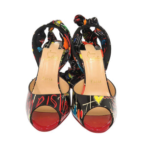 未使用 クリスチャンルブタン サイズ37 パテントレザー/シルク ブラック パンプス 黒 1001【中古】Christian Louboutin