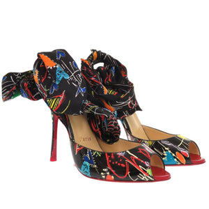 未使用 クリスチャンルブタン サイズ37 パテントレザー/シルク ブラック パンプス 黒 1001【中古】Christian Louboutin