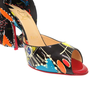 未使用 クリスチャンルブタン サイズ37 パテントレザー/シルク ブラック パンプス 黒 1001【中古】Christian Louboutin