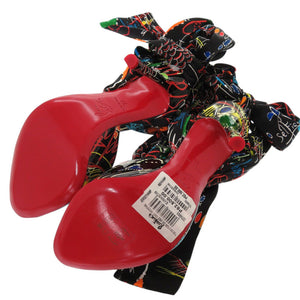 未使用 クリスチャンルブタン サイズ37 パテントレザー/シルク ブラック パンプス 黒 1001【中古】Christian Louboutin