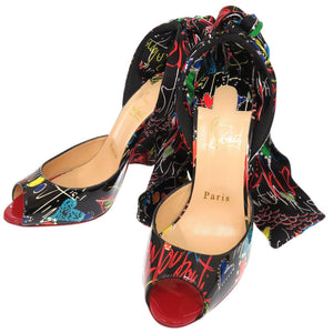 未使用品 クリスチャンルブタン パテントレザー シルク サイズ36 1/2 マルチカラー パンプス 1003【中古】Christian Louboutin