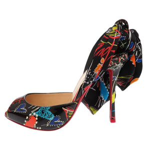 未使用品 クリスチャンルブタン パテントレザー シルク サイズ36 1/2 マルチカラー パンプス 1003【中古】Christian Louboutin