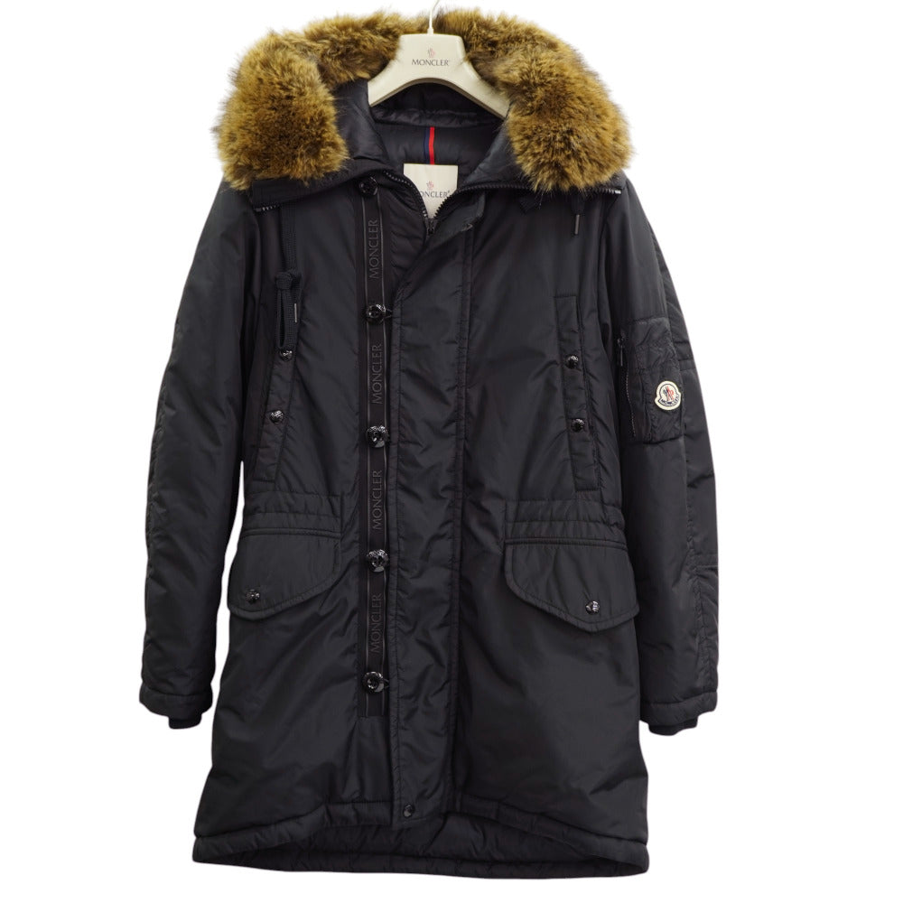 美品 モンクレール AJA ダウンコート ダウンジャケット サイズ1 ロング ブラック 黒 1019【中古】MONCLER メンズ