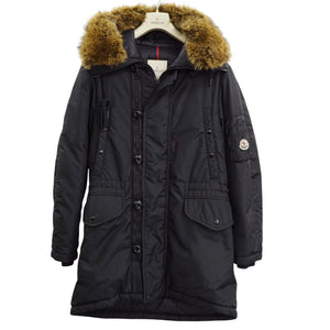 美品 モンクレール AJA ダウンコート ダウンジャケット サイズ1 ロング ブラック 黒 1019【中古】MONCLER メンズ