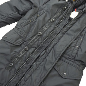美品 モンクレール AJA ダウンコート ダウンジャケット サイズ1 ロング ブラック 黒 1019【中古】MONCLER メンズ