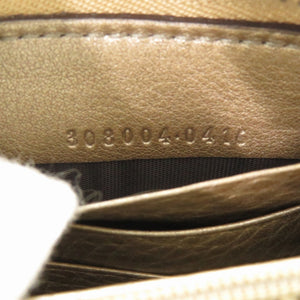新品同様 グッチ ソーホー 308004 レザー ゴールド ラウンドファスナー 長財布 1024【中古】GUCCI