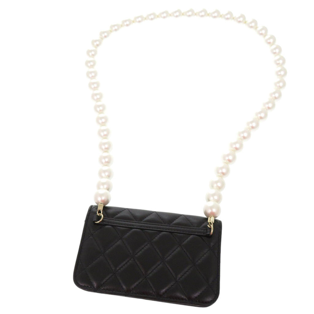 新品同様 シャネル マトラッセ ラムスキン AP1839 ブラック 30番台 ココマーク パールチェーンショルダーバッグ 1037【中古】CHANEL
