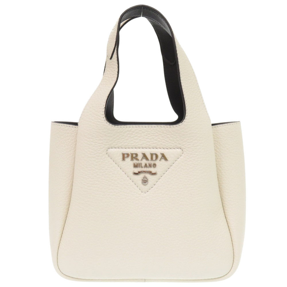 新品同様 プラダ ヴィッテロダイノ ソフト ミニ ホワイト レザー 1BA349 ハンドバッグ 白 1038 【中古】 PRADA