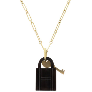 新品同様 エルメス カデナ アミュレット パドロック GM バッファローホーン ナチュラル ネックレス 1074【中古】HERMES