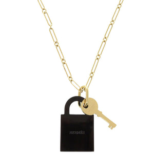 新品同様 エルメス カデナ アミュレット パドロック GM バッファローホーン ナチュラル ネックレス 1074【中古】HERMES