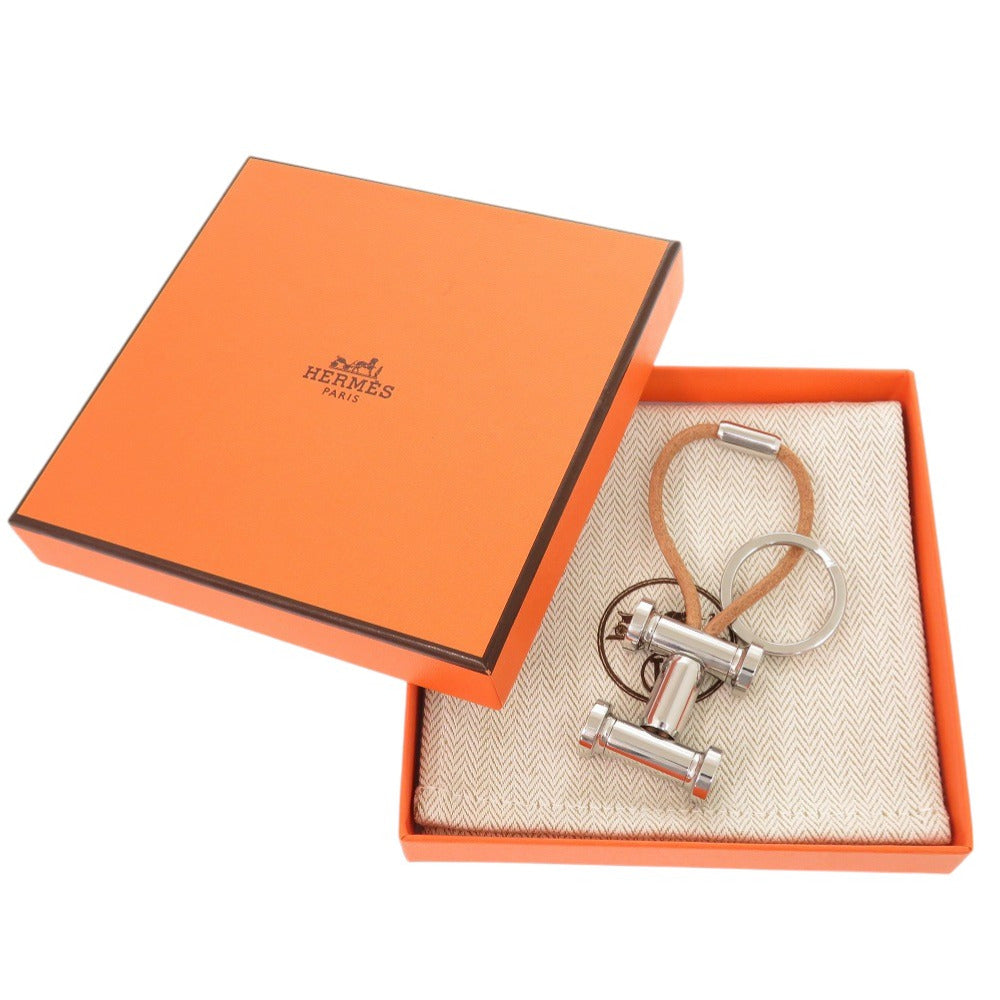 新品同様 エルメス モビールH クルー ド セル H077361FJ00 メタル レザー シルバー キーホルダー 1076【中古】HERMES