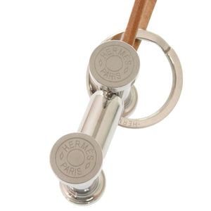 新品同様 エルメス モビールH クルー ド セル H077361FJ00 メタル レザー シルバー キーホルダー 1076【中古】HERMES