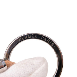 新品同様 エルメス モビールH クルー ド セル H077361FJ00 メタル レザー シルバー キーホルダー 1076【中古】HERMES