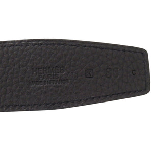 新品同様 エルメス スクエアバックル レザー ブルーニュイ ブラック □K刻印(2007年製) ベルト 1081【中古】HERMES メンズ