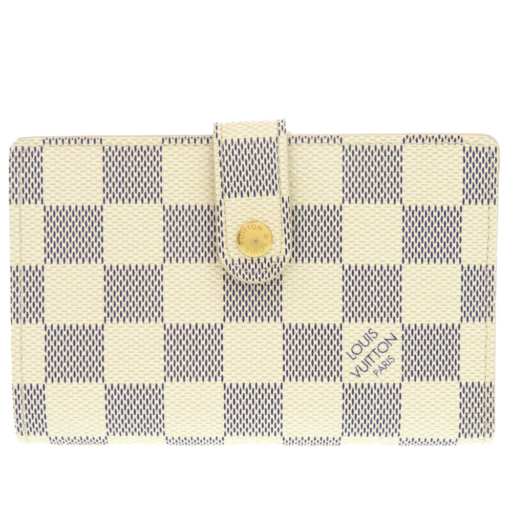 美品 ルイ ヴィトン ポルトフォイユ ヴィエノワ ダミエ アズール N61676 ホワイト 二つ折り財布 LV 1091【中古】LOUIS VUITTON