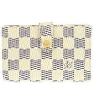 美品 ルイ ヴィトン ポルトフォイユ ヴィエノワ ダミエ アズール N61676 ホワイト 二つ折り財布 LV 1091【中古】LOUIS VUITTON