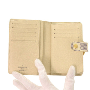 美品 ルイ ヴィトン ポルトフォイユ ヴィエノワ ダミエ アズール N61676 ホワイト 二つ折り財布 LV 1091【中古】LOUIS VUITTON